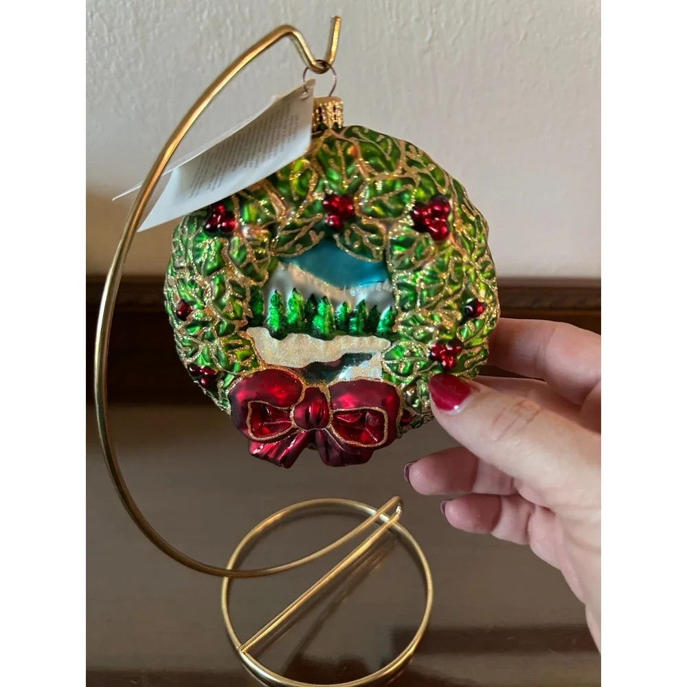 Vtg‎ Christopher Radko Ornament Wreath With Moose 2001 HTF
